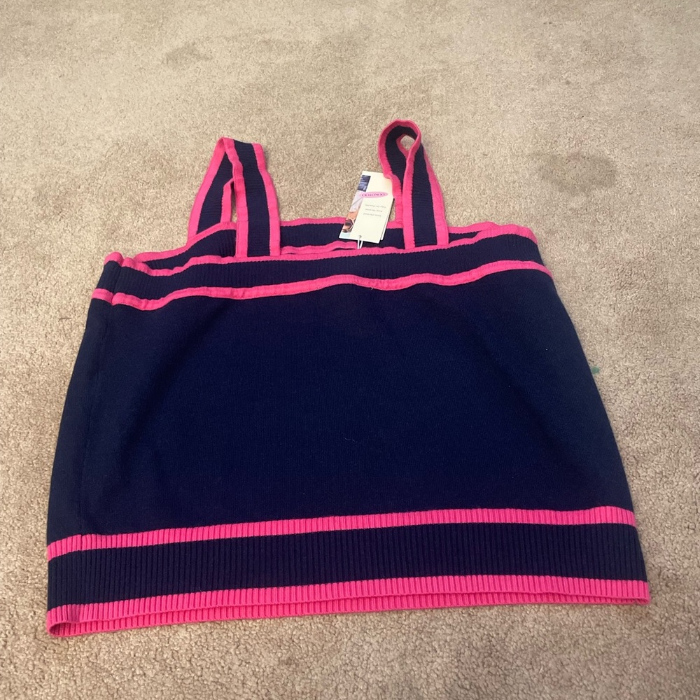 Navy and Pink Striped Tank Top